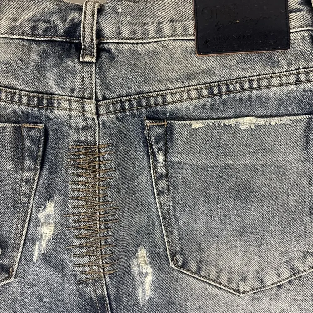 NEW NWT One Teaspoon Free People Sz 26/2 Mini Skirt Blue Distressed Junk Yard